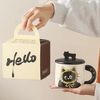  🐱 Cốc Sứ Có Nắp Hình Mèo Đen Dễ Thương – Dung Tích 360ml Quà Tặng Ý Nghĩa Cho Bạn Bè 🐾 
