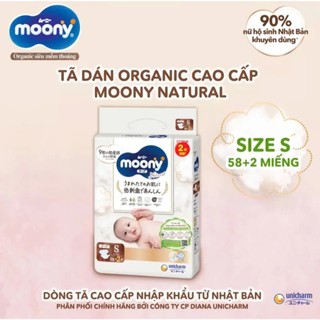 Combo 4 bịch Bỉm /Tã dán quần Moony Natural Trắng Nhập Khẩu Dán/Quần NB62/S58/M46/L38/L36/XL32