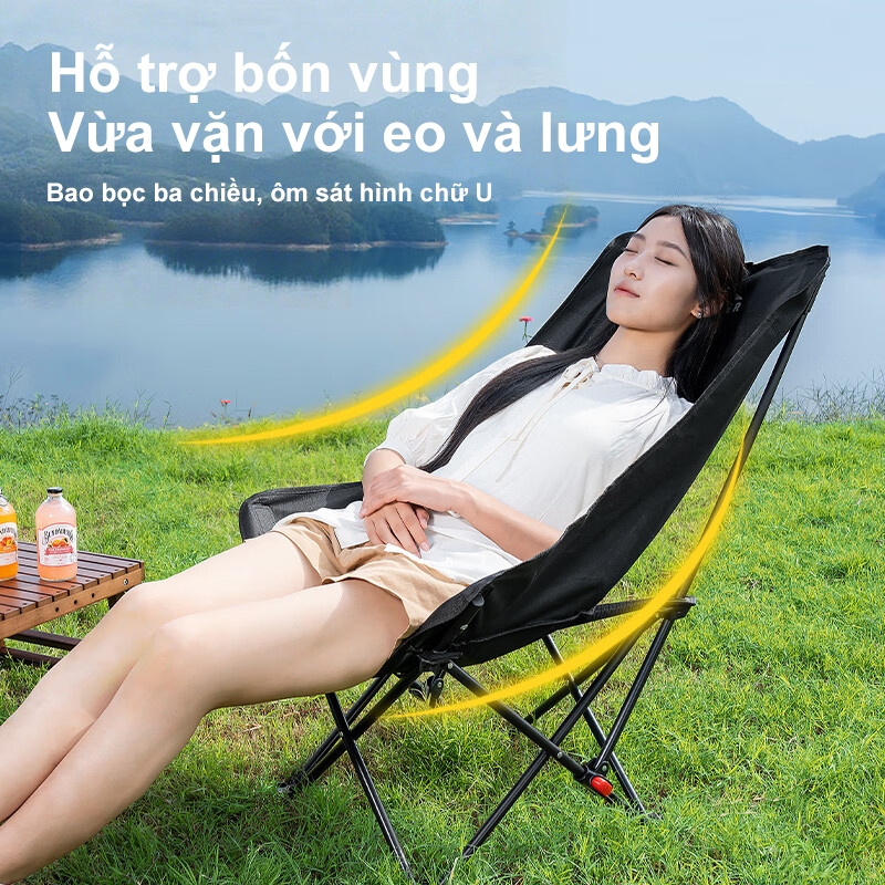 Ghế Gấp Gọn Camping, Chịu Tải 150kg ghế xếp gấp gọn camping lưng cao cải tiến đi du lịch cắm trại có túi đựng | BigBuy360 - bigbuy360.vn