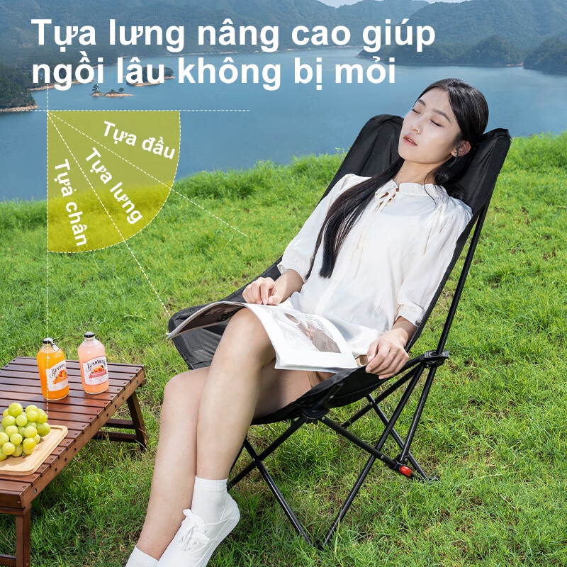 Ghế Gấp Gọn Camping, Chịu Tải 150kg ghế xếp gấp gọn camping lưng cao cải tiến đi du lịch cắm trại có túi đựng | BigBuy360 - bigbuy360.vn