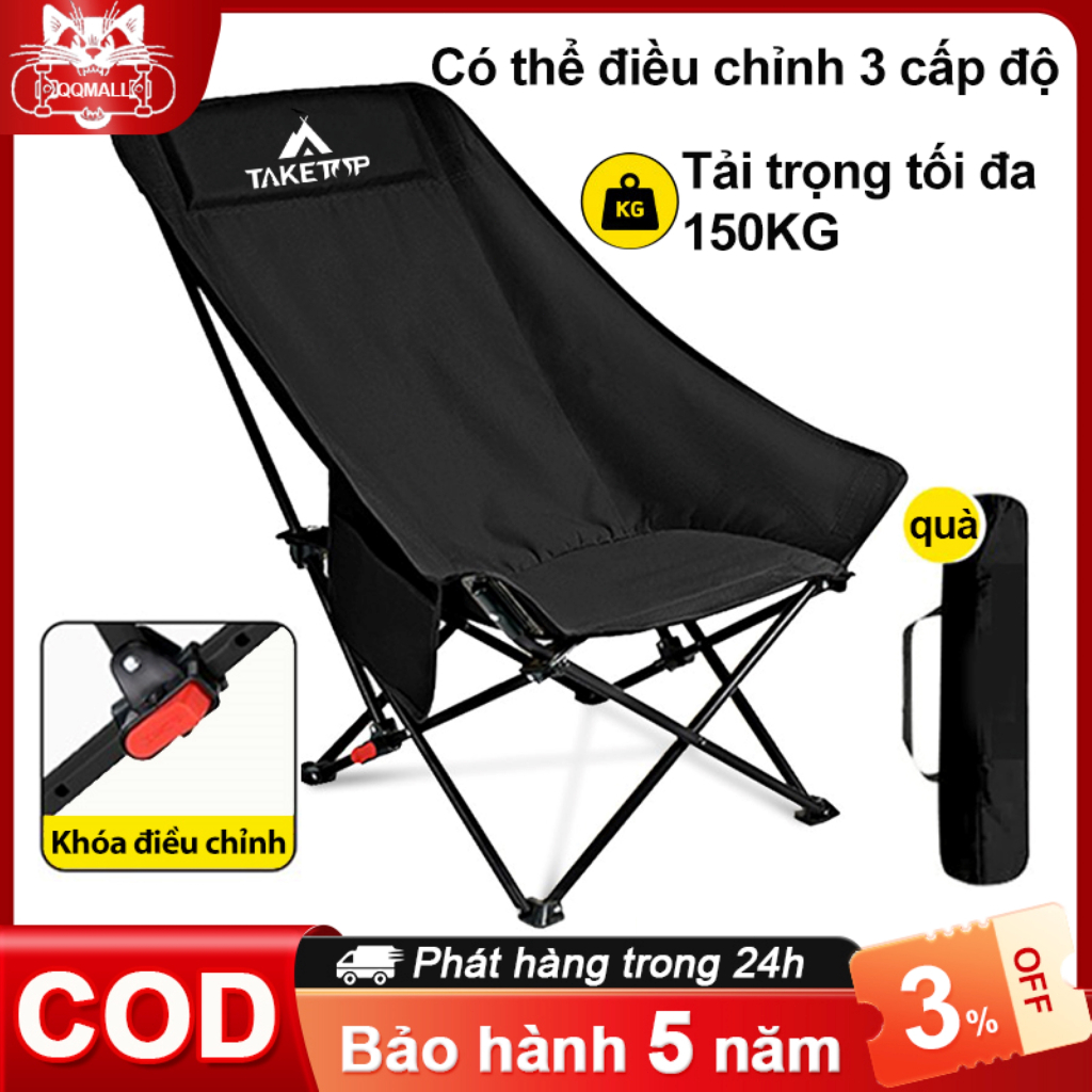Ghế Gấp Gọn Camping, Chịu Tải 150kg ghế xếp gấp gọn camping lưng cao cải tiến đi du lịch cắm trại có túi đựng | BigBuy360 - bigbuy360.vn
