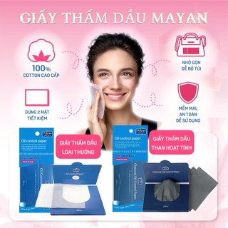 Giấy thấm dầu da mặt Mayan Than hoạt tính/Thường (Gói 100 tờ)