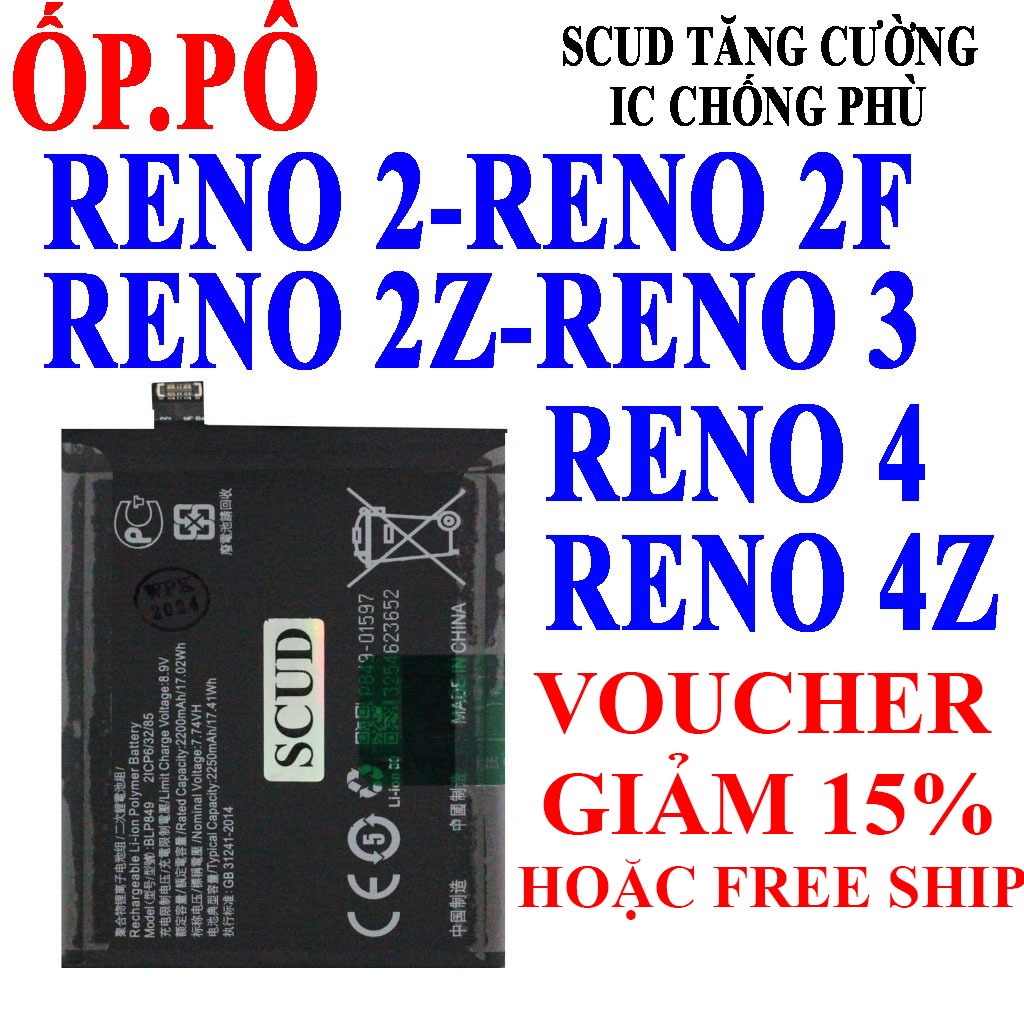 Pin Scud cho Oppo Reno 2/Reno 2F/Reno 2Z/Reno 3/Reno 4Z/Reno 4/