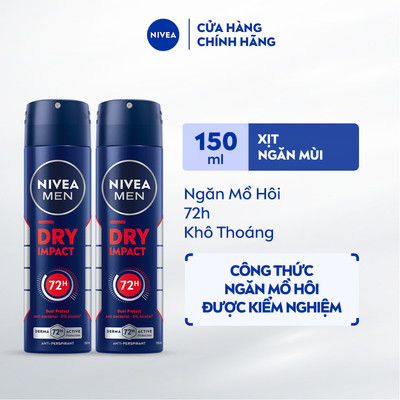 Bộ 2 Xịt Ngăn Mùi NIVEA MEN Khô Thoáng (150 ml) - 81602x2