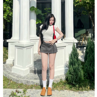 CHÂN VÁY NGẮN CẠP TRỄ KÈM ĐAI, QUẦN VÁY SIÊU NGẮN PHONG CÁCH Y2K