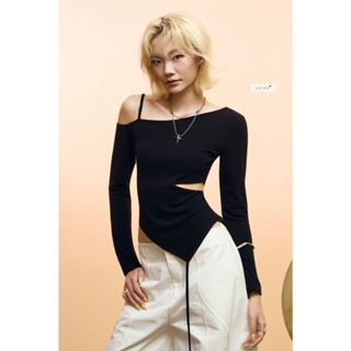 Volibear Top - Áo croptop nữ tay dài, áo kiểu trễ vai Hàn Quốc nhien.official BA488