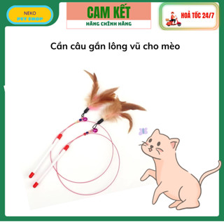 [Quà Tặng] Đồ chơi cần câu mèo gắn lông vũ, đồ chơi tương tác thú cưng que trêu ghẹo mèo.