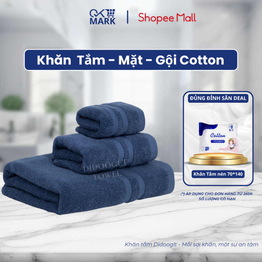Khăn Tắm, Gội Đầu, Lau Mặt DIDOOGLT 100% Cotton Mềm Mại, Dày Dặn, Kháng Khuẩn, Thấm Hút, Không Phai Màu | BigBuy360 - bigbuy360.vn
