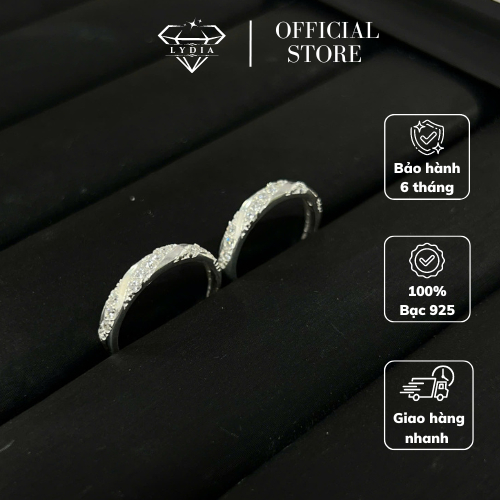 Nhẫn bạc cao cấp đính đá nhẹ nhàng, dạng xoắn - Nhẫn đôi nam nữ 925 LYDIA - NA04