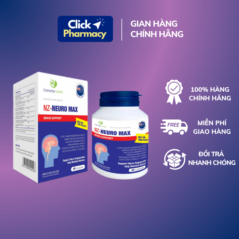 Viên uống bổ não NZ- Neuro max giúp tăng cường tuần hoàn, lưu thông máu não, giảm nguy cơ hình thành