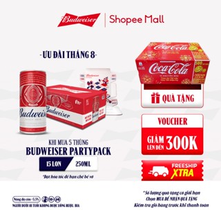 Combo 5 Thùng 15 Lon Bia Budweiser PartyPack Chính Hãng (250ml/lon)