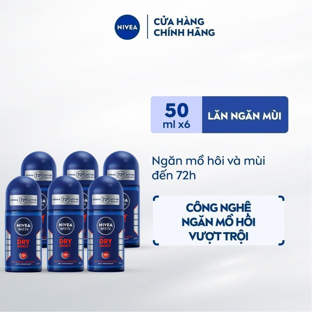 Bộ 6 Lăn Ngăn Mùi NIVEA MEN Khô Thoáng (50 ml) - 81610x6