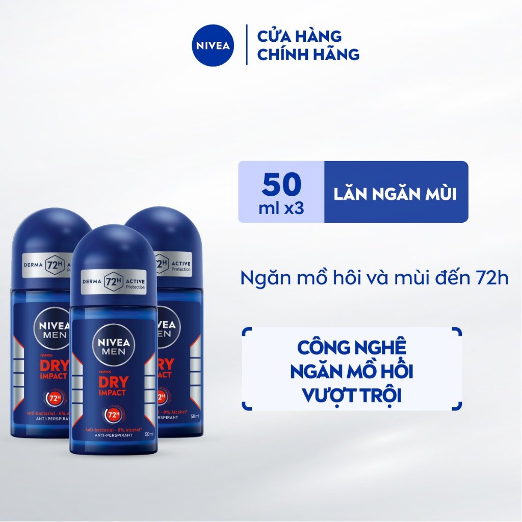 Bộ 3 Lăn Ngăn Mùi NIVEA MEN Khô Thoáng (50 ml) - 81610x3