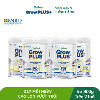  Combo 5 Sữa Bột Nutifood Sweden GrowPLUS+ Cao lớn vượt trội trên 2 tuổi  Bạc  800g 