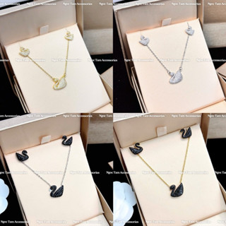 Set vòng cổ hình thiên nga + khuyên tai đính đá thanh lịch 