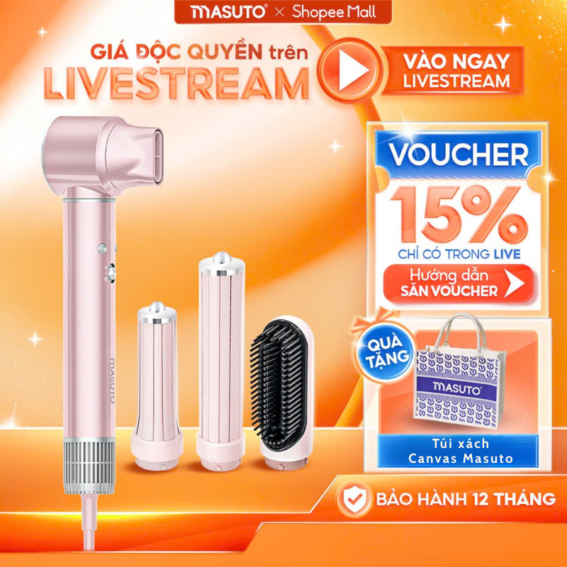 Máy Sấy Tóc Tạo Kiểu 5in1 Masuto AirStyler chính hãng công nghệ ion âm giảm hư tổn