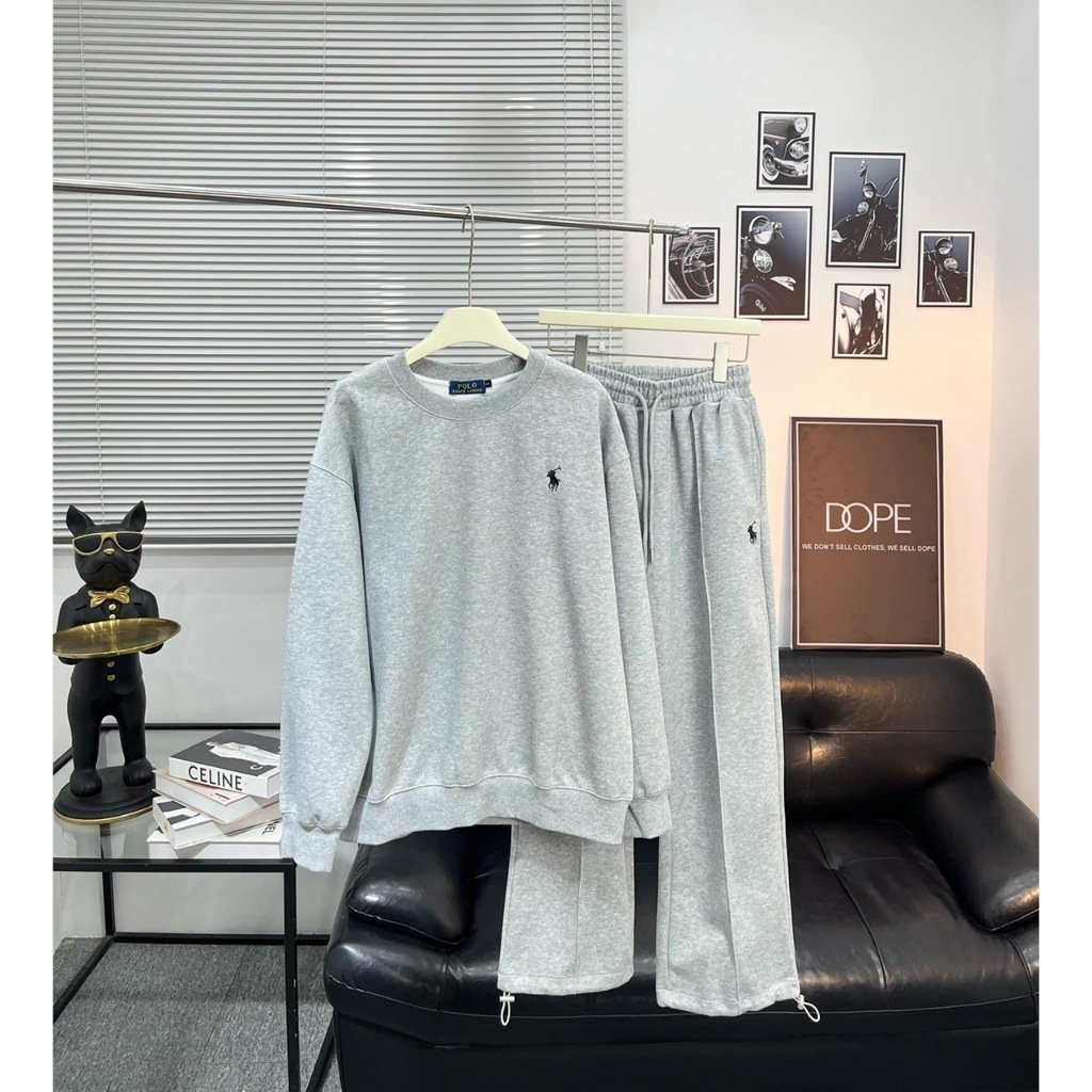 Set Bộ Nỉ Bông Trơn Thêu Logo Ngựa Form Suông Rộng Dành Cho Nam hot nhất 2025