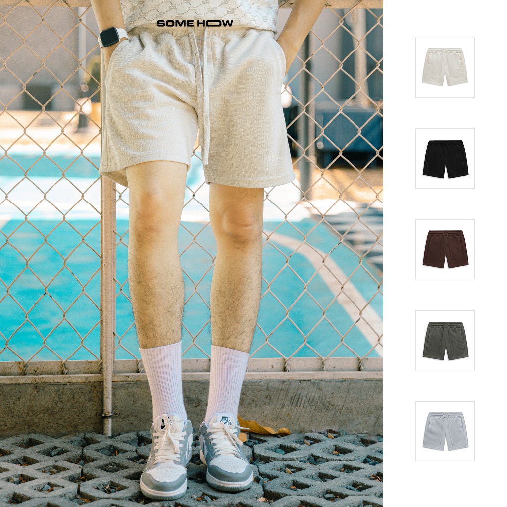 [Best Seller] Quần Short Nam SOMEHOW QS0079, Dáng Relaxed Top, Vải Caro Pique CVC Thoải Mái, QS0079,