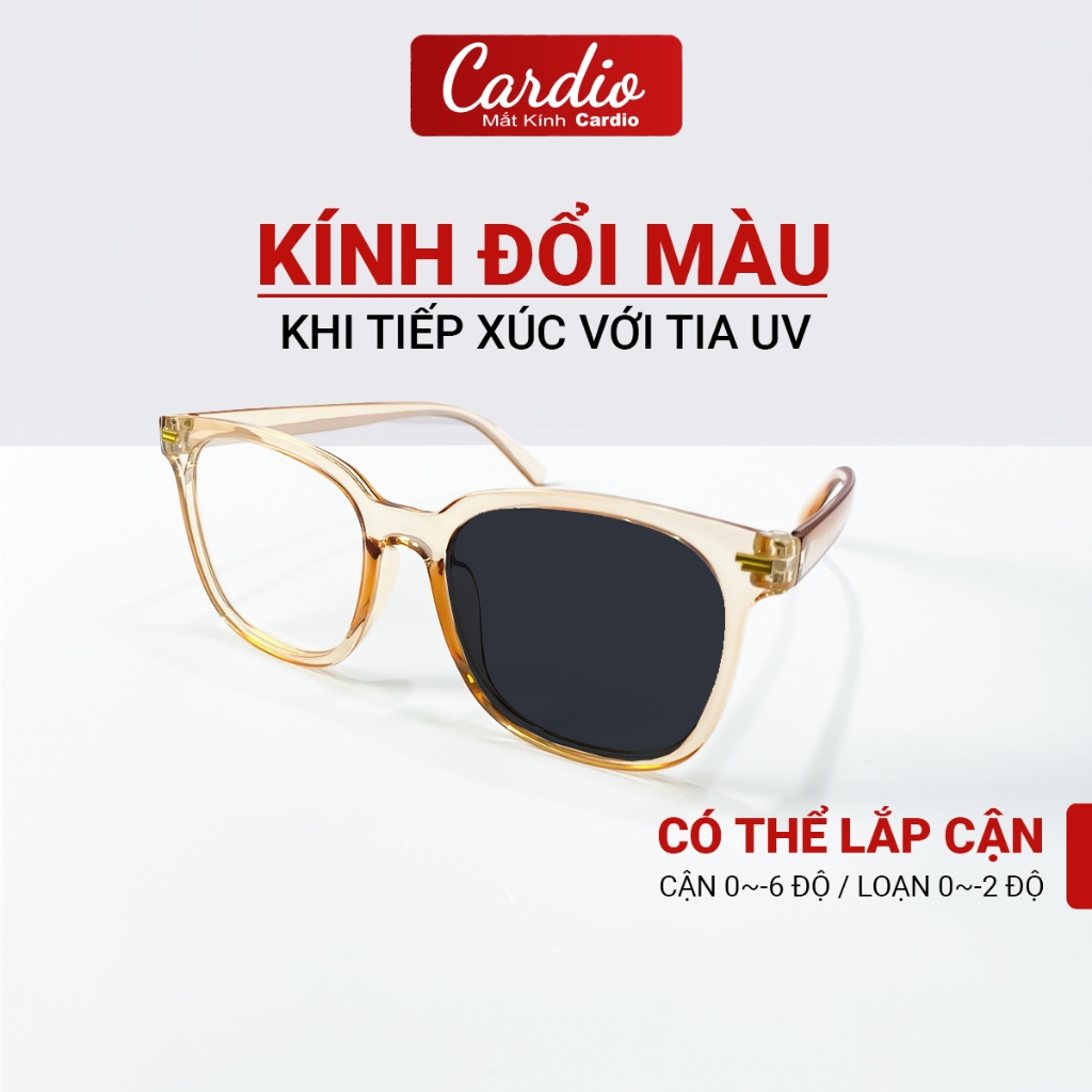 Kính Cận Vuông Trong Suốt Trendy Nữ Cardio Chất Liệu Kim Loại Cao Cấp, Kính Cận Có Độ Chống UV Cardi