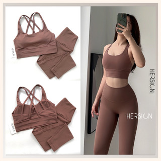  Set đồ tập gym nữ Đồ tập yoga nữ cao cấp Áo bra chéo lưng quần legging HERSIGN-SET167 