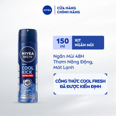 Xịt Ngăn Mùi NIVEA MEN Cool Kick Mát Lạnh | Thơm Năng Động 150ml / Xịt Khử Mùi Nam - 82883