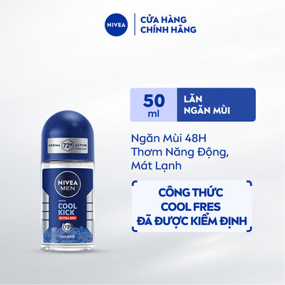 Lăn Ngăn Mùi NIVEA MEN Cool Kick Mát Lạnh | Thơm Năng Động 50ml / Lăn Khử Mùi Nam - 82886