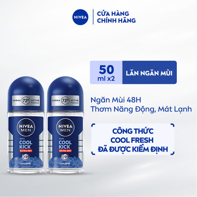 Bộ 2 Lăn Ngăn Mùi NIVEA MEN Cool Kick Mát Lạnh - Thơm Năng Động (50 ml) - 82886