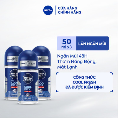 Bộ 3 Lăn Ngăn Mùi NIVEA MEN Cool Kick Mát Lạnh - Thơm Năng Động (50 ml) - 82886x3