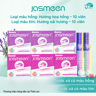 JASMEEN- hộp 10 viên tẩy bồn cầu, hương hoa hồng+hương oải hương, khử mùi, diệt khuẩn, làm sạch sâu mảng bám, loại bỏ vế