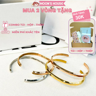 [MUA 2 VÒNG TẶNG  HỘP + TÚI + THIỆP] Vòng tay cuff titan nam nữ miễn phí khắc tên theo yêu cầu