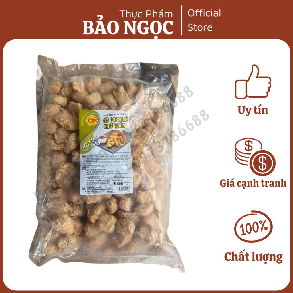 Gà popcorn chiên giòn 1 kg (thương hiệu CP) - giao hỏa tốc Hà Nội