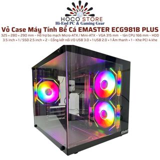 Vỏ Case Bể Cá Emaster ECG981 PLUS mATX Màu ĐEN / TRẮNG l Hoco Store PC
