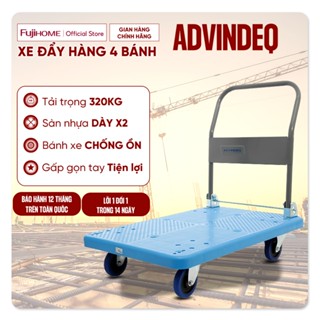  Xe đẩy hàng 4 bánh 300kg gấp gọn nhập khẩu ADVINDEQ xe kéo hàng xếp gọn chính hãng bánh xe chống ồn 