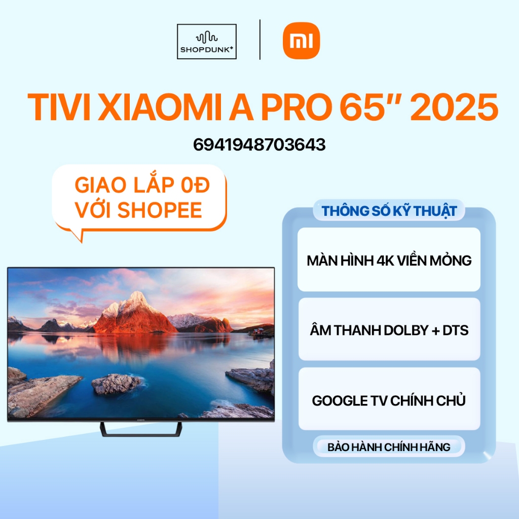 Tivi Xiaomi TV A Pro 65 Inch 2025 Chính Hãng Bảo Hành 2 Năm