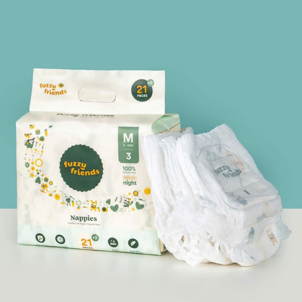 [Nha Trang] Bỉm quần đêm FUZZY FRIENDS Úc - Bỉm đêm siêu mỏng, Không chất tẩy trắng, Rất an toàn cho