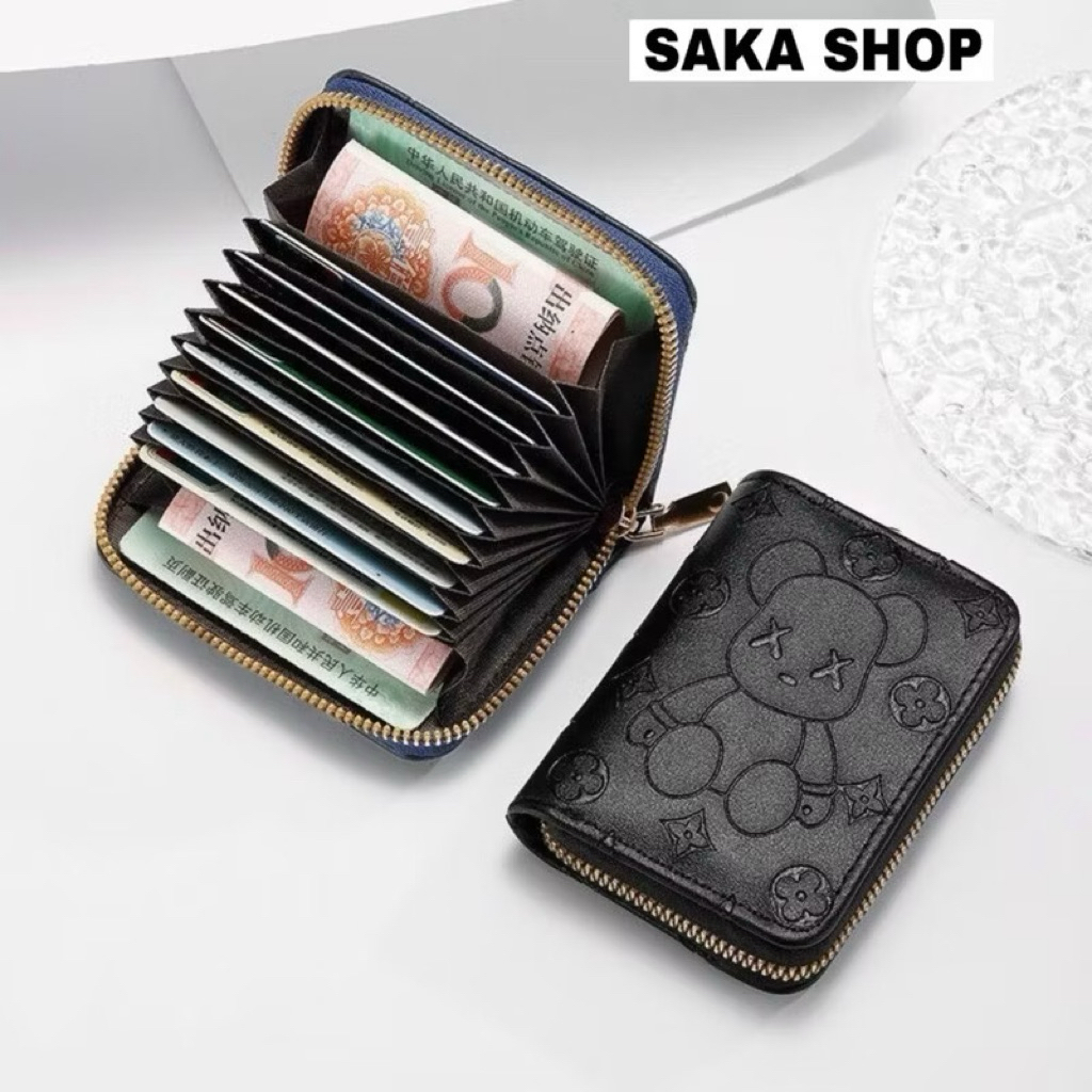 Ví nữ nhỏ cầm tay hình chú gấu nổi màu trắng đen