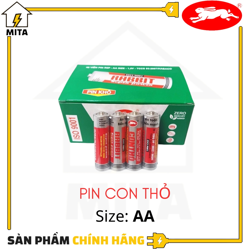 Vỉ 4 viên pin con thỏ size AA(pin tiểu) - MITA