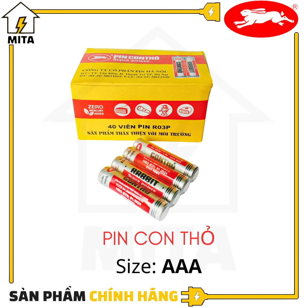 Vỉ 4 viên pin con thỏ size AAA(pin đũa) - MITA