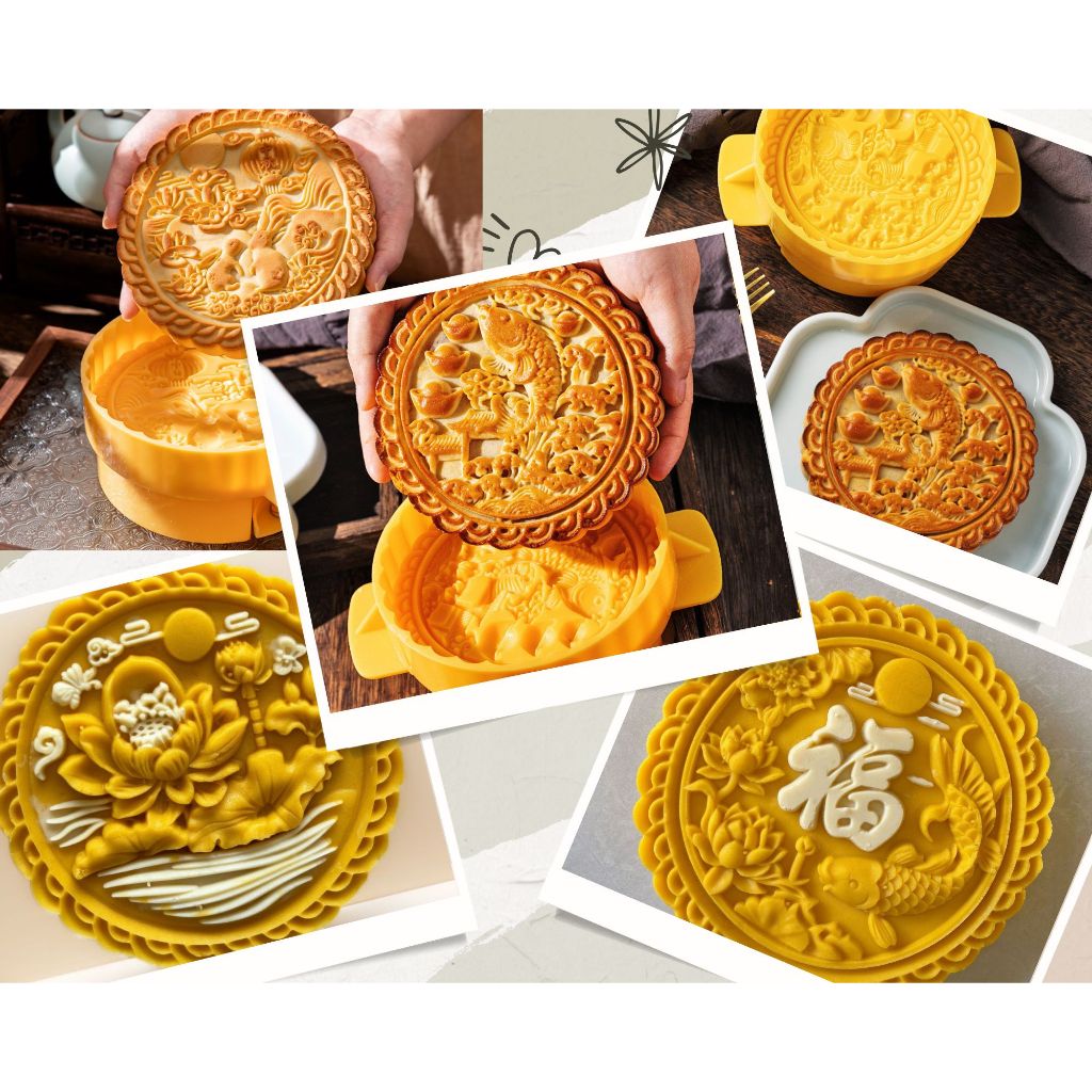 Khuôn trung thu nhấn bánh trung thu 300g, bánh in, khuôn nhựa đóng bánh trung thu 300g, bánh mochi