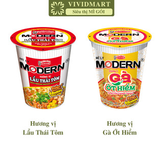   LY LẺ  - ACECOOK - Mì ly Modern 2 vị: Gà ớt hiểm Lẩu Thái tôm Mì Modern Acecook Mì Modern ly ăn liền  65-67g ly  