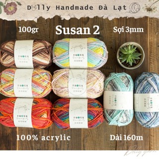 [Full màu đơn và loang] LEN Susan’s family #2 sợi to 3mm, cuộn 100gr - Dolly (len loại tốt đan móc áo, khăn, susan 2)
