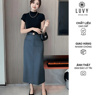 Chân váy xuông ép mùng cao cấp dài 80cm LUVY CV011