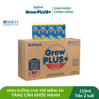 Thùng 48 hộp Sữa Bột Pha Sẵn Nutifood GrowPLUS+ Biếng Ăn  Xanh  110ml - Trên 2 tuổi - Tăng Cân Khỏe Mạnh 