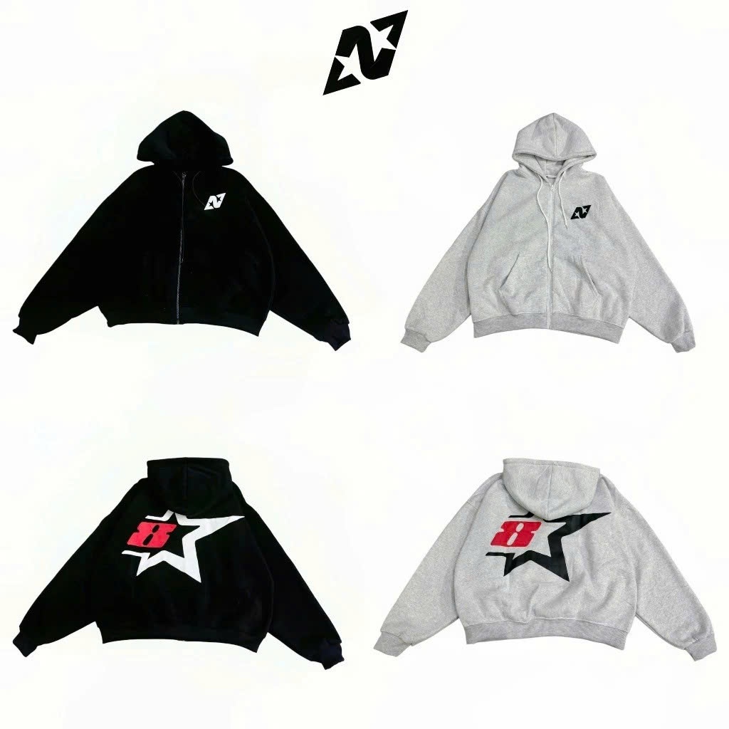 Áo Hoodie Nỉ Bông Dầy Đẹp 8 Ngôi Sao Cực Chất, Áo Khoác Nỉ Bông Form Unisex Cho Nam Nữ