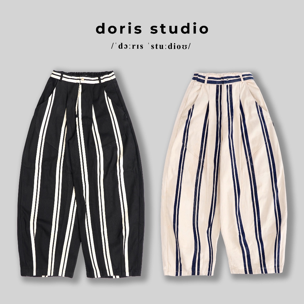 [Deal mở bán] Doris / Quần kaki phối sọc Doris ống rộng / Form unisex