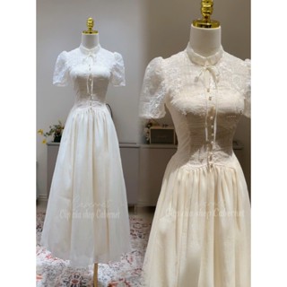  D334 Cabernet Costo Dress đầm dáng dài chất ren phối voan sang trọng dáng cổ cao có tay 