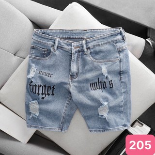  Quần short đùi jean nam boy phố rách màu xanh chất bò co dãn 4 chiều đẹp quần lửng nam form skinny HAVADO M8 mới 