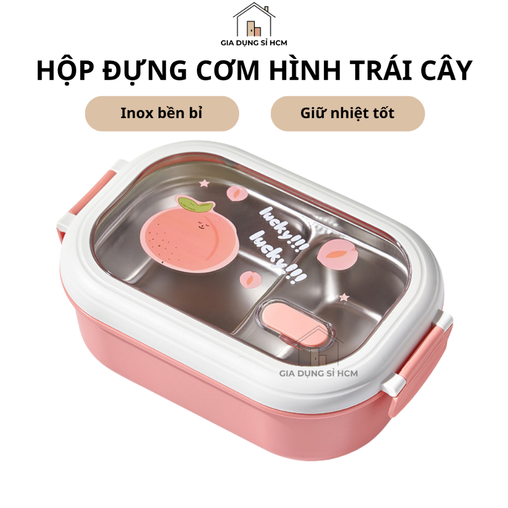 Hộp Đựng Cơm Bento Hình Trái Cây Hộp Đựng Cơm Trưa Giữ Nhiệt Inox Tiện Lợi Cho Văn Phòng