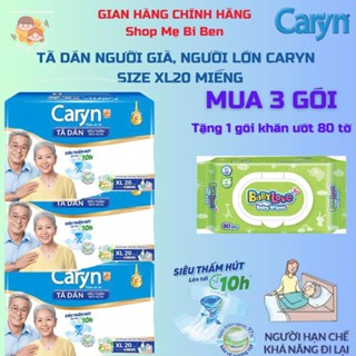 [GIÁ THÙNG 3 GÓI] Tã Bỉm Dán Người Lớn Caryn Siêu Thấm Size M20 L20 XL20 M18+4 L18+4 Miếng