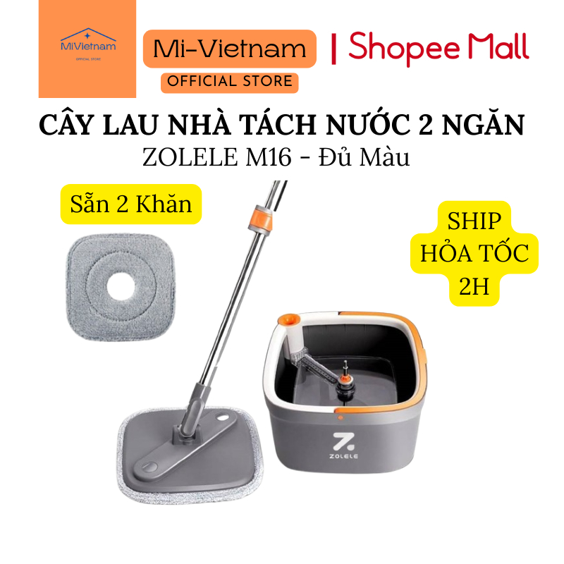 BỘ CÂY LAU NHÀ Tách Nước Sạch Riêng Biệt Zolele M16 - BẢO HÀNH 6 THÁNG